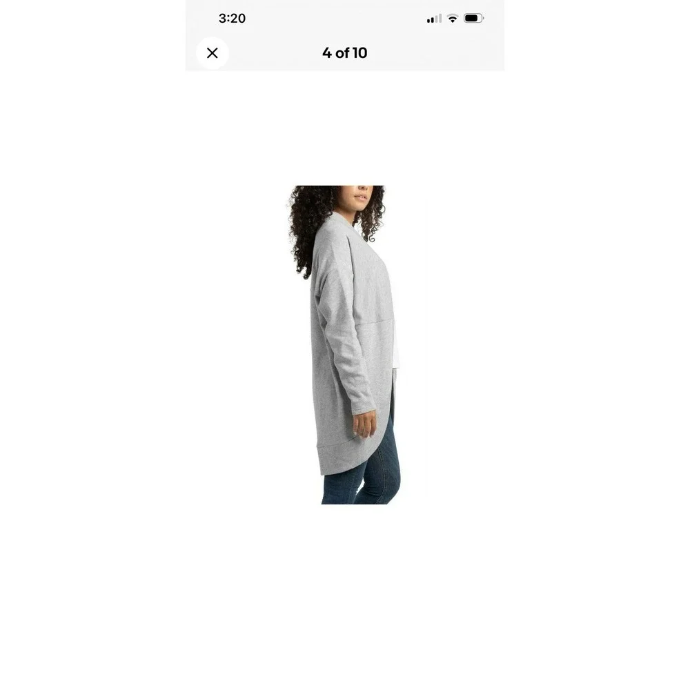 Ecothreads Ladies' Open Front Long Sleeve Fleece Cardigan, Gray, Size: XS - Picture 2 of 2
